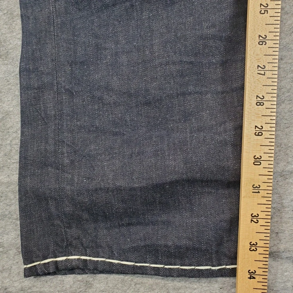 True Religion Ricky Jeans Mens 42x34 Indigo Blue Super T Stitch White Stitching